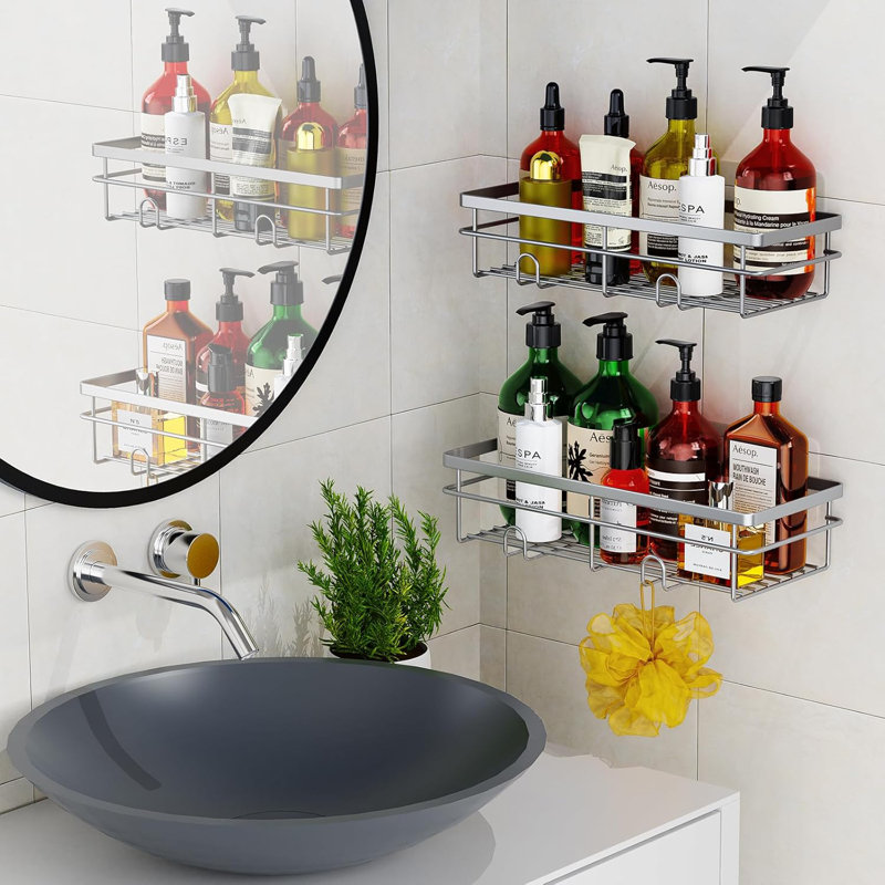 Organisateur de panier de douche antirouille Uamector, Argent argent