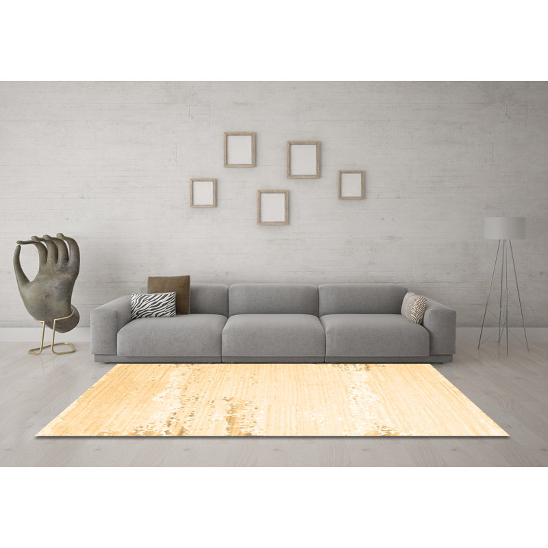 Washable Abstract Indoor Rug, Round 4'