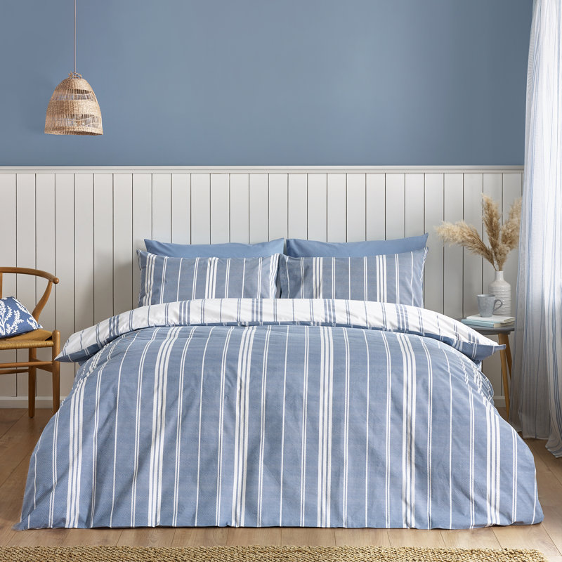Harbour Stripe Reversible Duvet Cover Set, Single Duvet Cover + 1 Standard Pillowcase