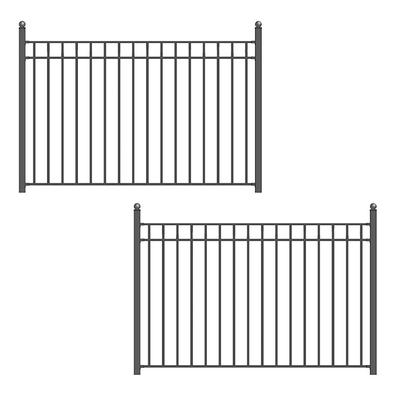 Madrid Style Black Steel Garden Fence Panels, 8 x 5 Feet, Set of 2