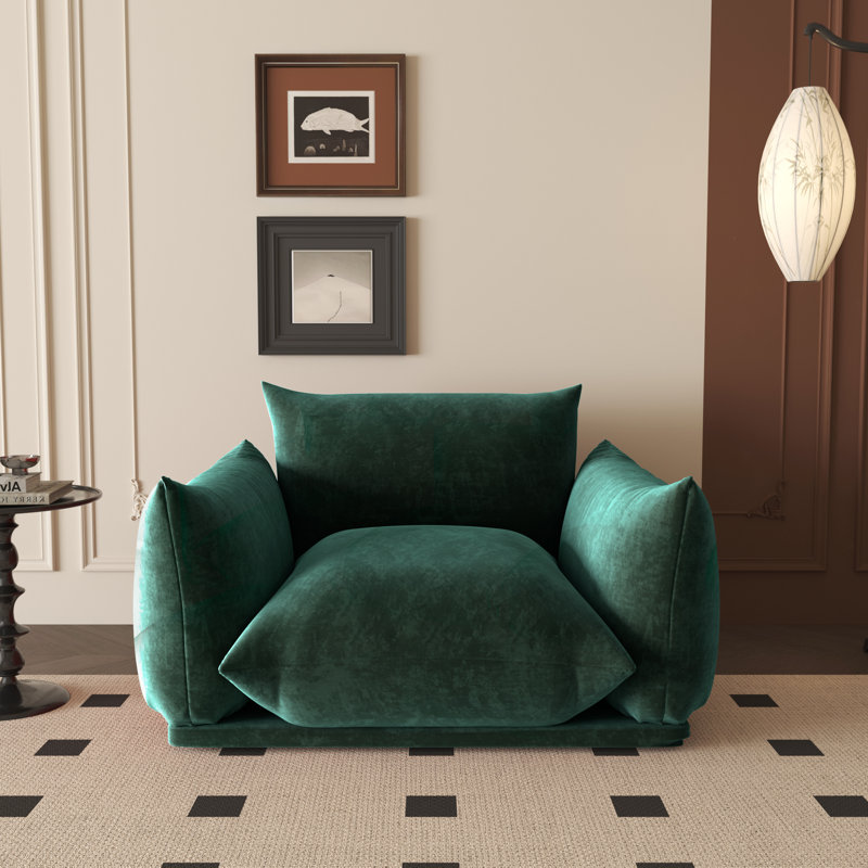Cath Kofi Modern Chenille Fabric Upholstery Single Armchair Broxton, Green Chenille
