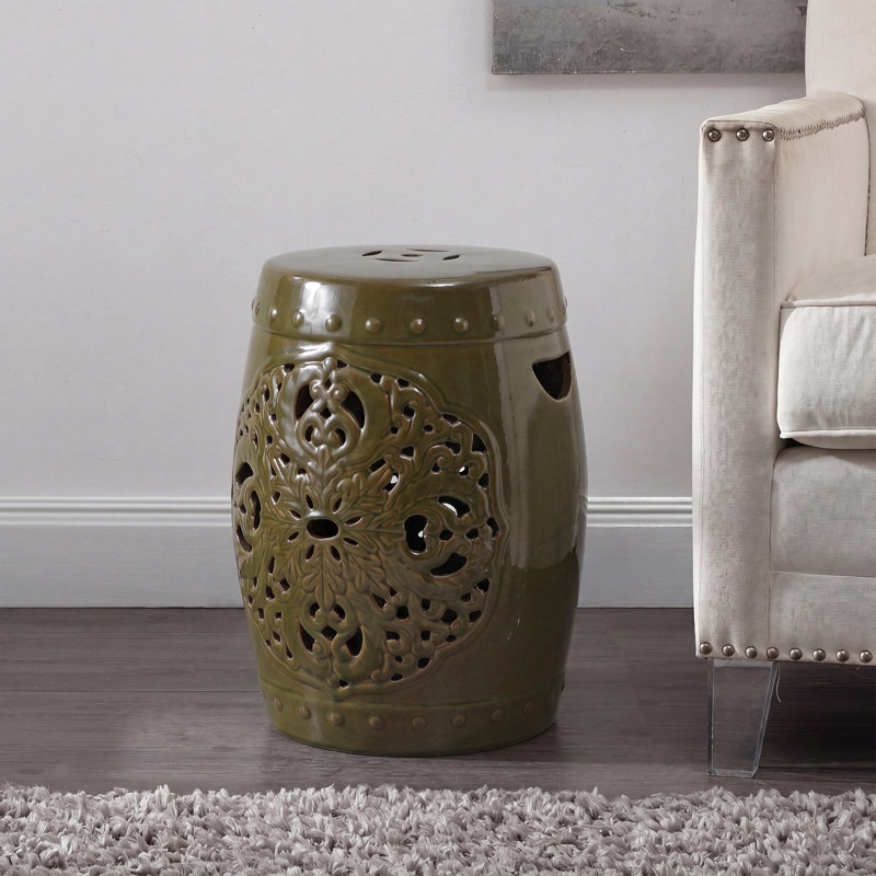 Llaneli Ceramic Accent Stool, Spring Green