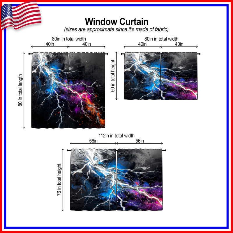 Rideaux électriques obscurcissant et obscurcissant Electric Lightning - 2 panneaux, 40 po x 52 po - 2 panneaux, Sheer