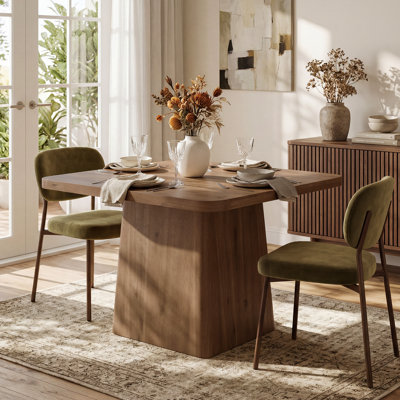 Table de salle à manger pour 2 à 4 personnes, table de cuisine carrée moderne en bois massif avec base à piédestal, meubles de cuisine et de salle à manger rustiques en sapin naturel rustique de 39 pouces pour petits espaces, appartement, restaurant, café