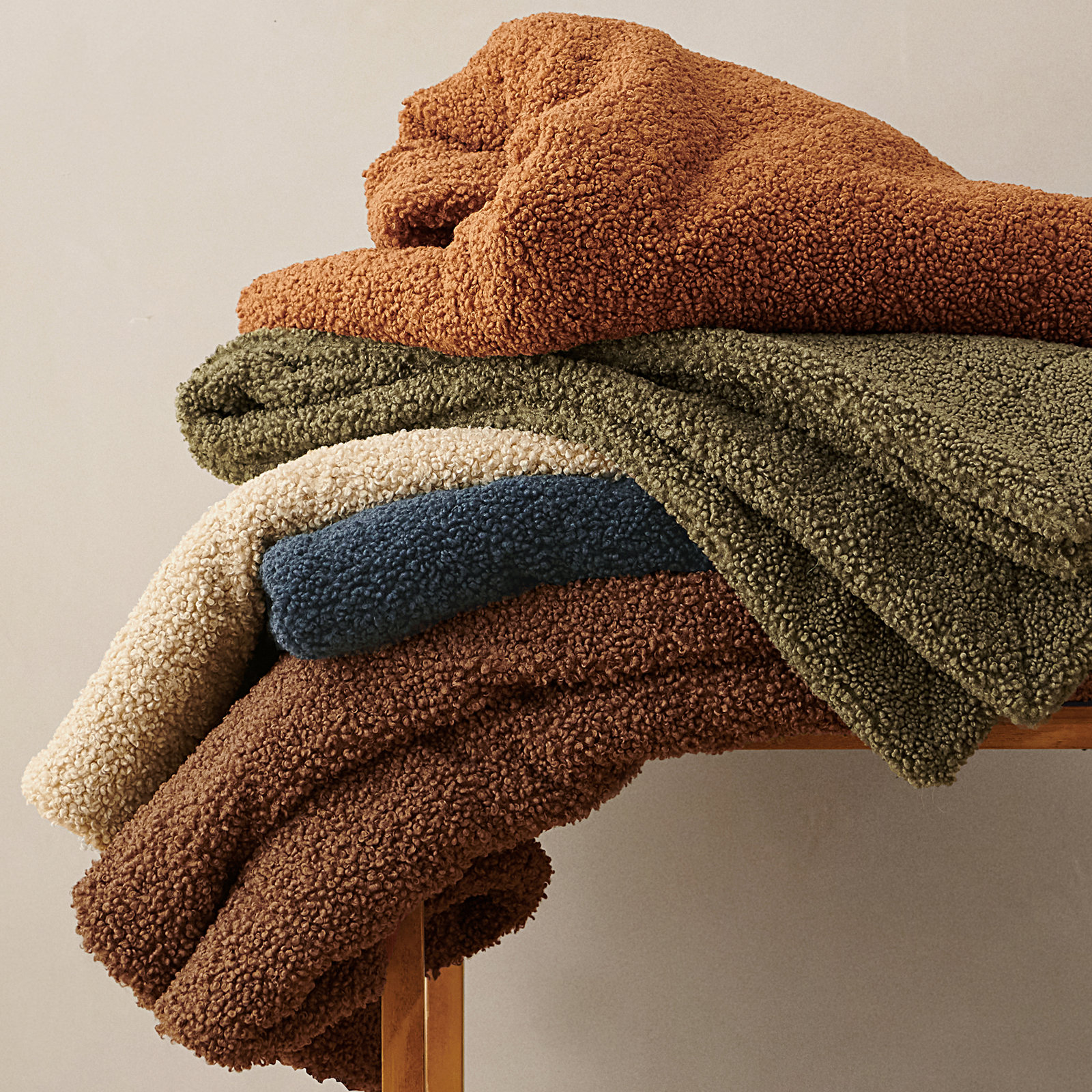 Teddy Boucle Throw Blanket, Caramel, 60" W x 90" L