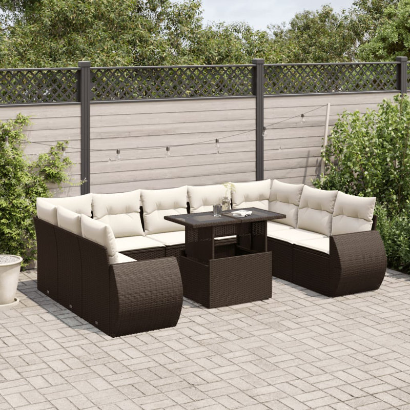 Ensemble de canapé de jardin Vidaxl, Brun