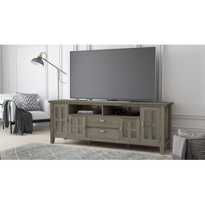 Artisan 72"W Solid Wood Transitional TV Stand for TVs up to 80" with 4 Cabinets, 2 Drawers, and Adjustable Shelves