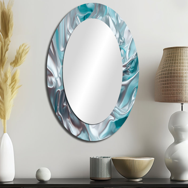 Miroir mural argenté et bleu Dancing Colors, 36 po x 24 po