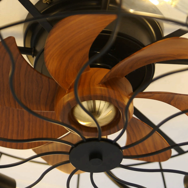 Ventilateur de plafond de style industriel de 20 pouces avec moteur à courant continu réversible à télécommande 6 vitesses Wind E26 noir mat pour chambre à coucher