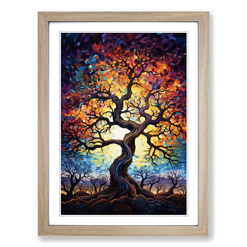 Oak Tree Expressionism No.2 - Single Picture Frame Print on Wood, Oak , 46cm H x 34cm W x 2cm D