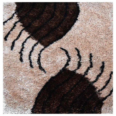 Tapis beige/brun fait main abstract Heller