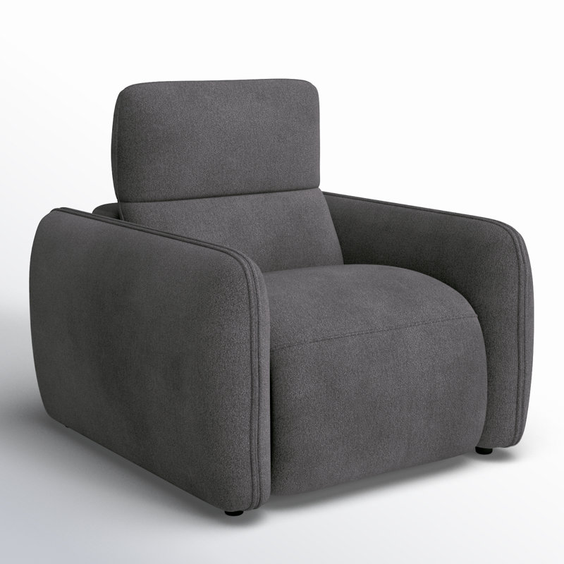 Pompeo Upholstered Recliner Armchair, Elite Charcoal Gray Boucle