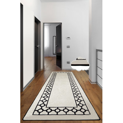 Ecru Hall Carpet (2.6 x 9.8 ft), 100% Polyester, 0.4 in Pile Height | Antibacterial, Non-Slip Underside, Machine Washable | Soft & Durable, Perfect for Living Room, Bedroom & Entryway Decor, Easy Care Design