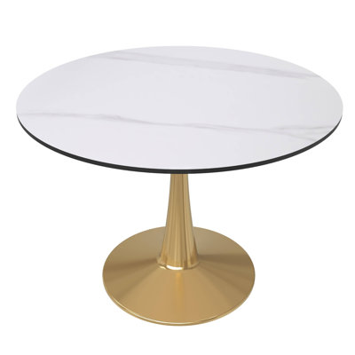 Ceballo Table Mid-century Dining Table for 4-6 people With Round Mdf Table Top, Pedestal Dining Table, End Table Leisure Coffee Table