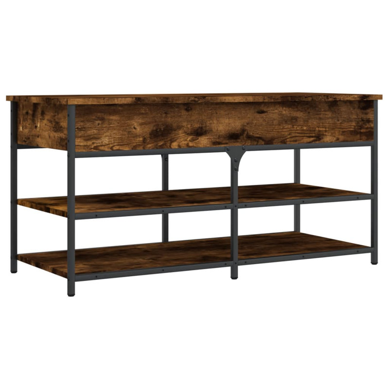 4 Pair Shoe Storage Bench, Smoked Oak