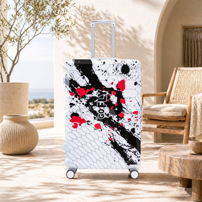 28 Inch PC Spinner Wheel Luggage, Carry on Suitcase, With Printed pattern and Combination Lock (Black)