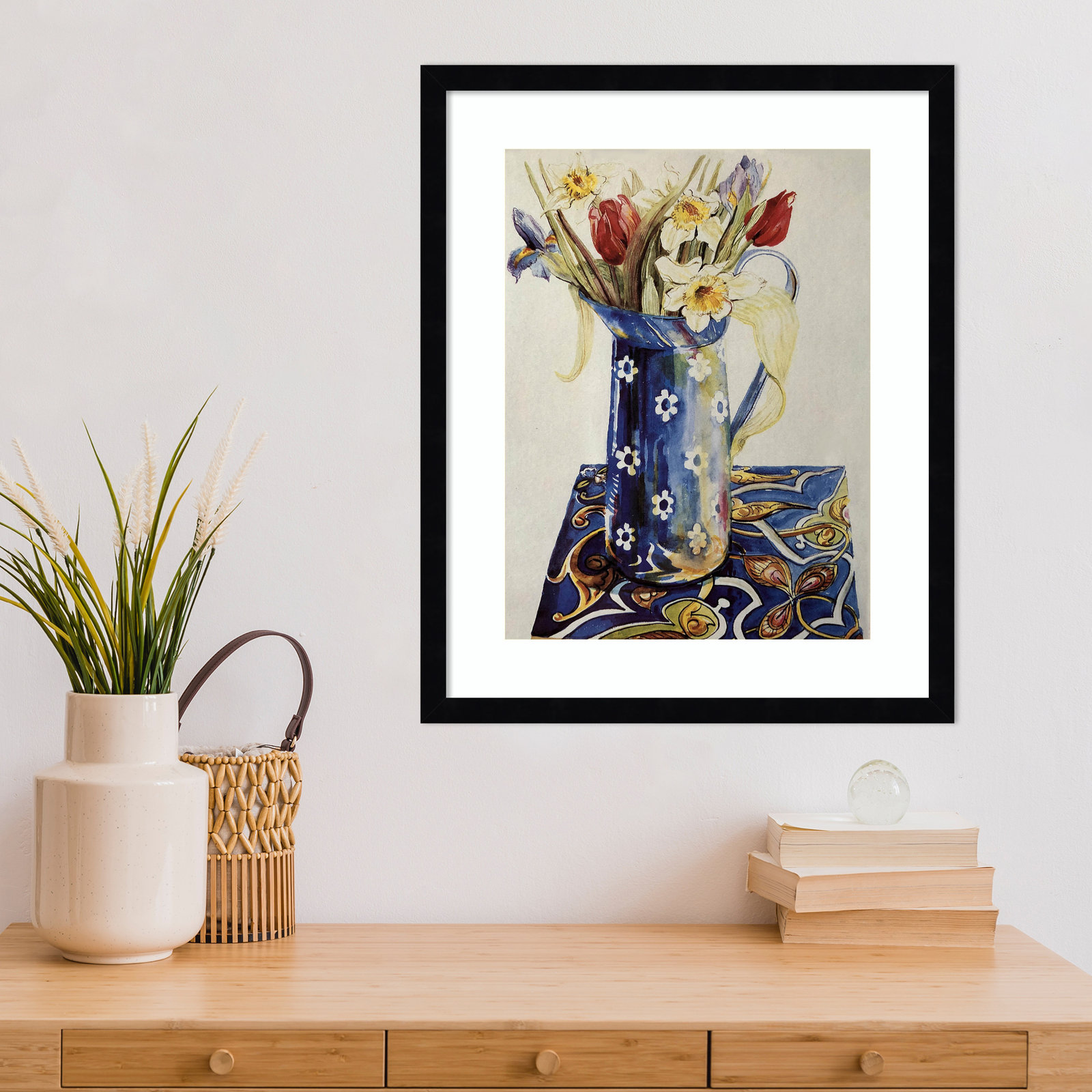 Tulips Print by Joan Thewsey, 21" H x 17" W, Black