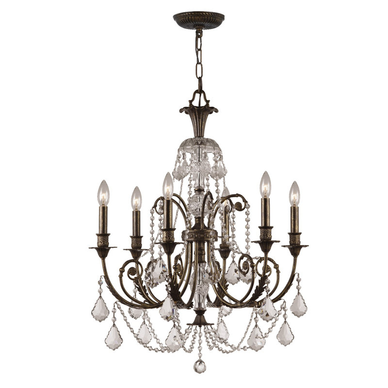 Markenfield 6 - Light Dimmable Chandelier, Clear Majestic Wood Polished