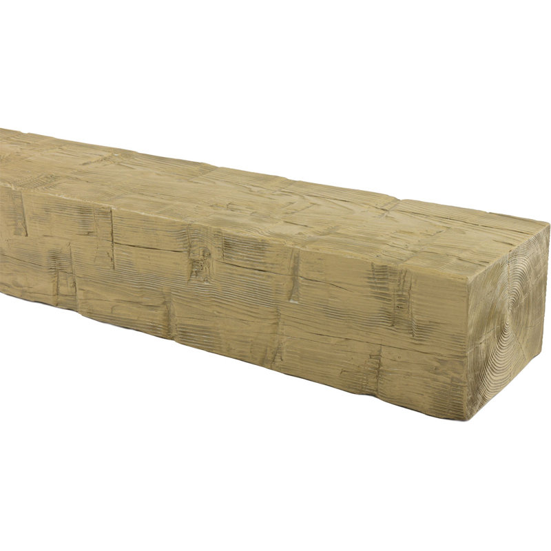 Reclaimed Axed Cut Heritage Timber Faux Wood Fireplace Mantel, Natural White Oak, 7.5" H x 72" W x 9.5" D