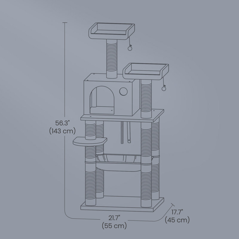 143cm H Cat Tree, Smokey Grey