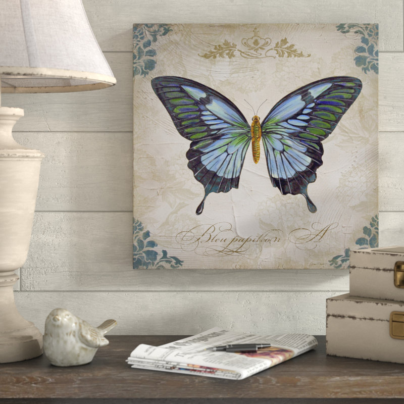 « papillon », reproduction de peinture à l’acrylique sur toile tendue, H 24 po x l 24 po x P 2 po