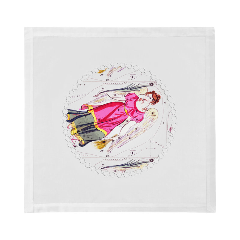 Zodiac Virgo Cotton Sateen Dinner Napkins, White