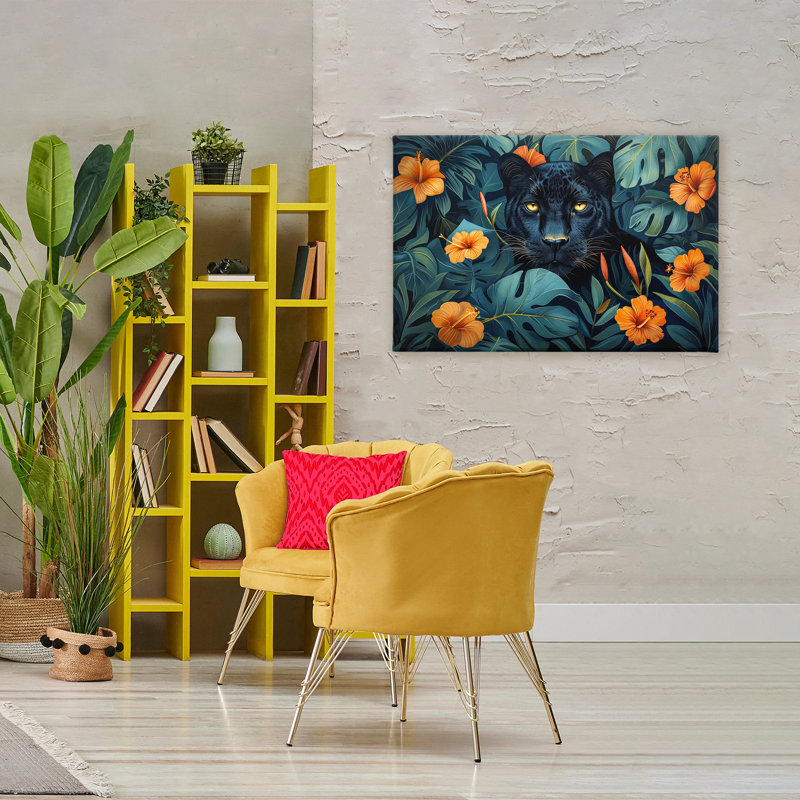 Toile cachée du paradis des panthères, design par Ray Powers, H 30 po x l 45 po