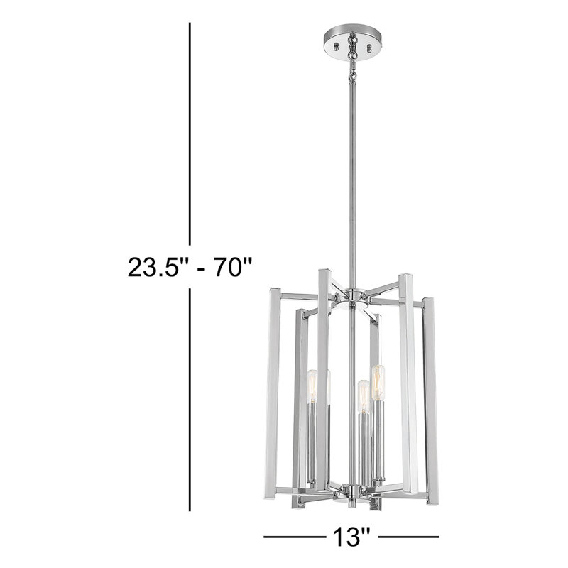 Luminaire suspendu carré Brenton, H 16,5 po x l 13 po x P 13 po, Nickel poli, Trois lumières
