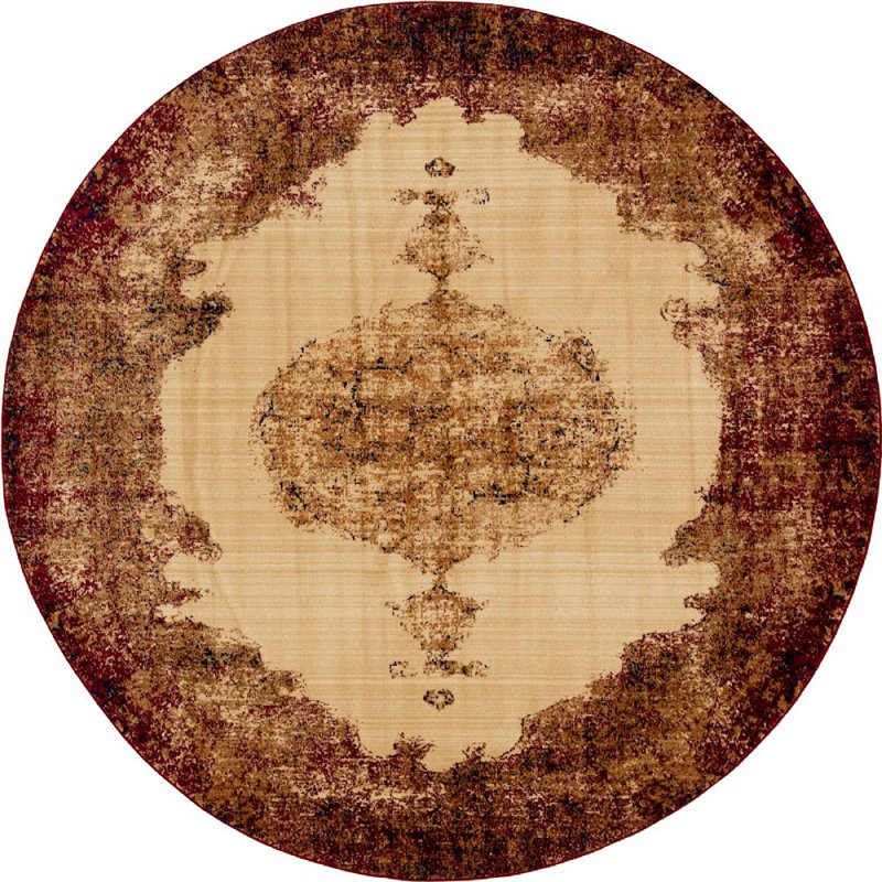 Tapis oriental rouge Garth, Rond 4 pi 5 po