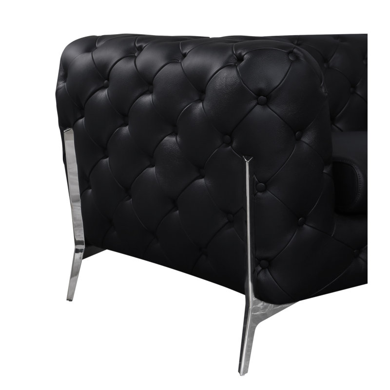 Chaise en cuir 100% italien Global United, Noir