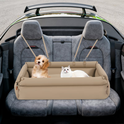 Foldable Pet Car Seat With Safety Straps For Small Medium Pets
