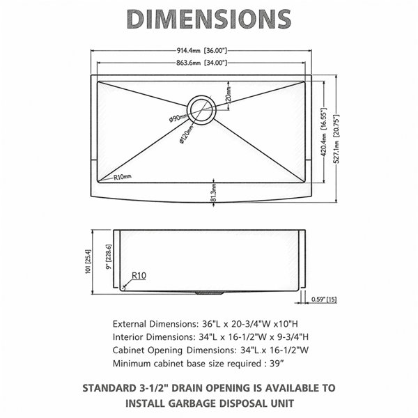 Dimensions du produit