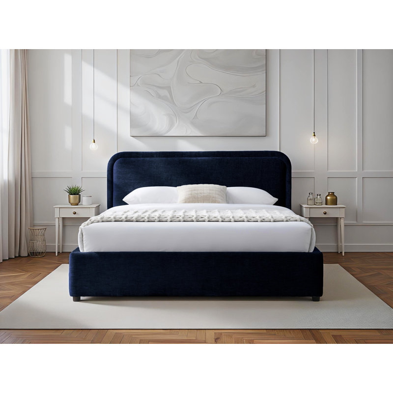 Chloe Upholstered Platform Bed - Sand - Queen Size, Queen, Sand
