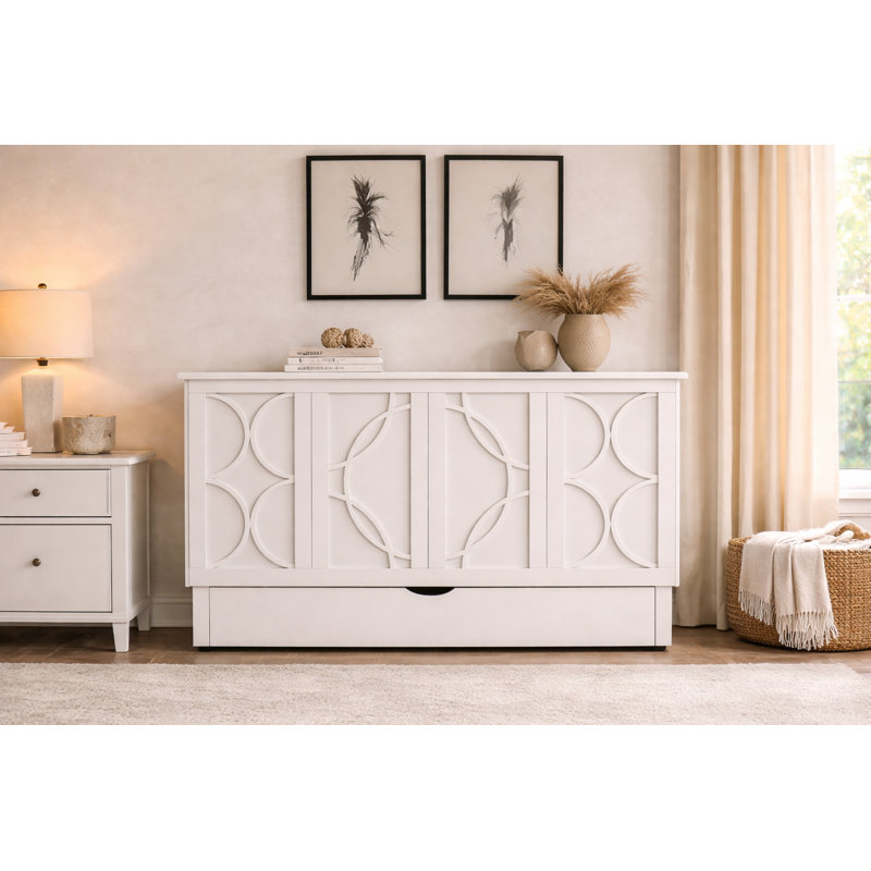 Bristol Premium Cabinet Bed With Queen Mattress And Outlets, White