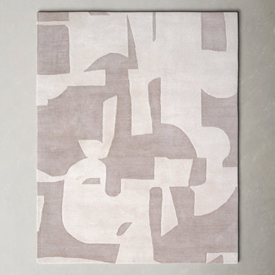 Taupe Cream Hand-Woven Abstract Rug