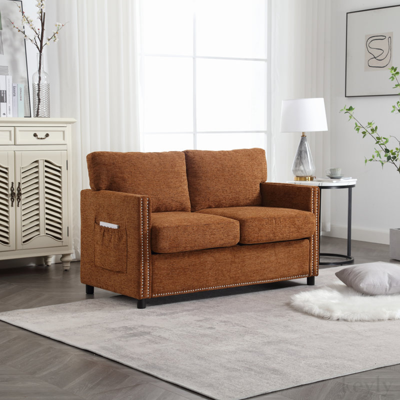 Demandrea 52.36'' Upholstered Loveseat, Brown Chenille
