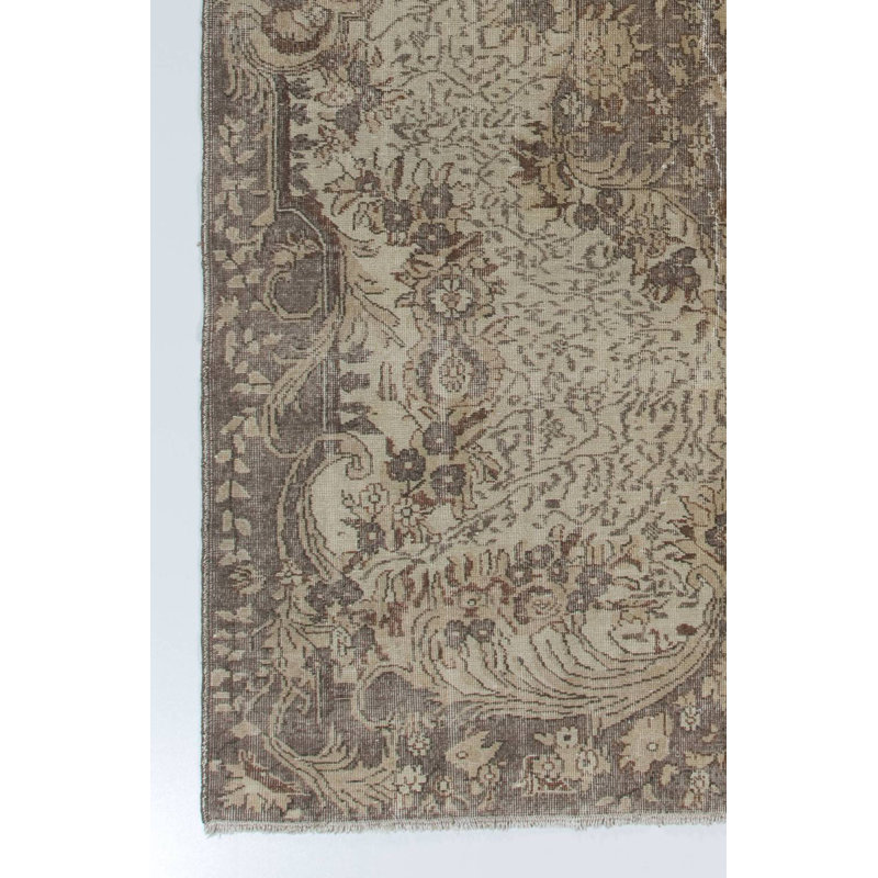 Tapis turc contemporain en laine noué à la main de 6,5 x 10 pi de couleur taupe et beige