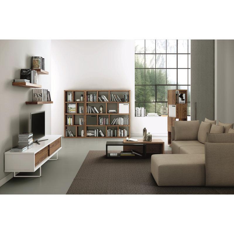 Sighfrith 159cm H x 150cm W Standard Bookcase, Walnut