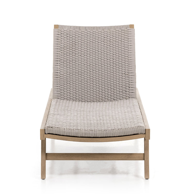 Delano Outdoor Teak Chaise Lounge, Washed Brown/Gray