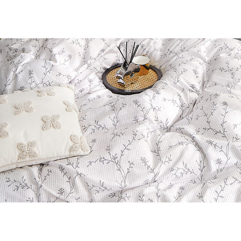 Cotton Box Stitch Floral Comforter, Queen Comforrter + 2 Standard Shams