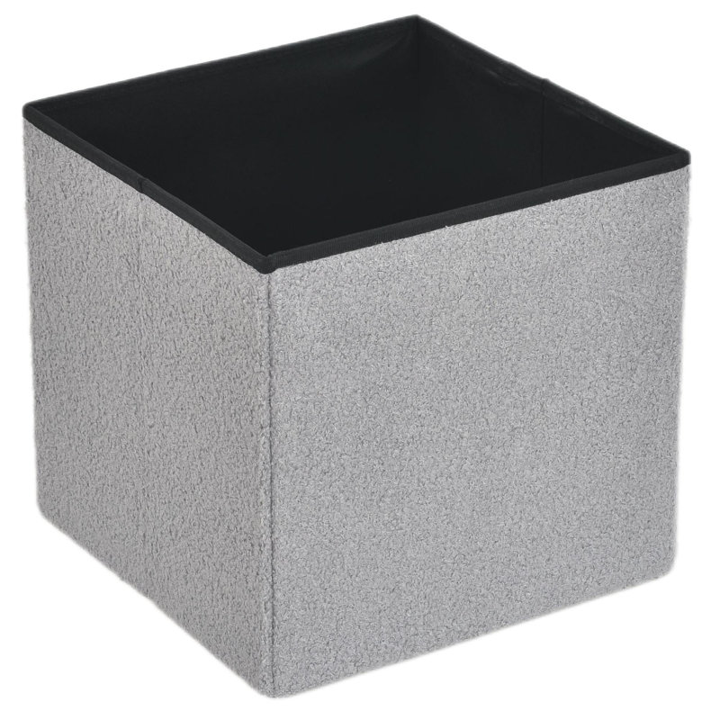 38 FOLDABLE BOUCLE STORAGE BOX, Silver, 38cm H x 40cm W x 6cm D
