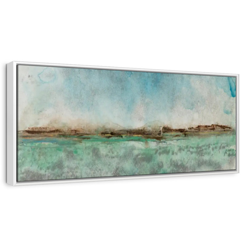 Milles de nulle part I, 31 po x 11 po, Cadre flottant blanc