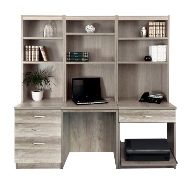 Brely 6 Piece Computer Desk Office Set, Grey Nebraska