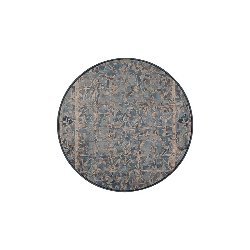 Tapis gris soyeux et moelleux, Rond 3 pi
