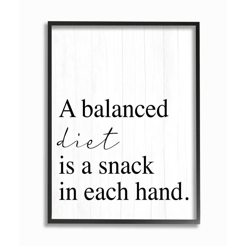 « Balanced Diet is snacking » par Daphne Polselli-impression d’art graphique, Giclée encadrée noir minuit