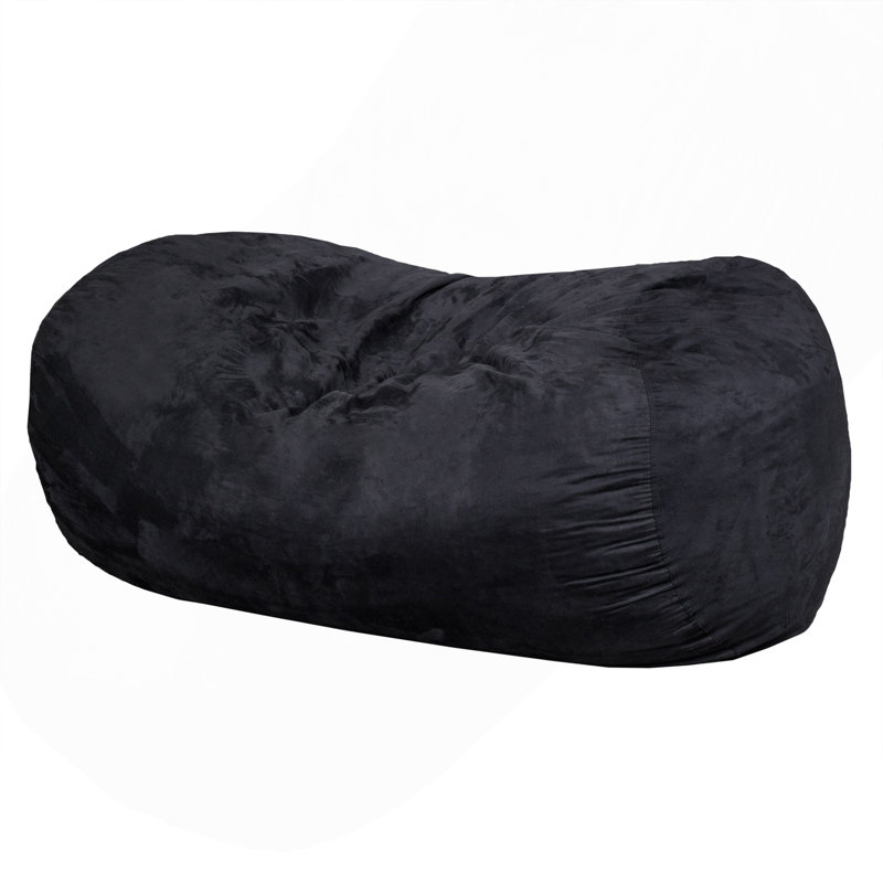 Fauteuil à billes cylindrique en suède de 6,5 pieds Lara, noir, H 33 po x l 70 po x P 45 po, Tissu noir