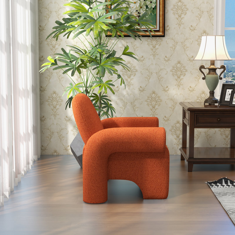 Fauteuil rembourré, Laine orange