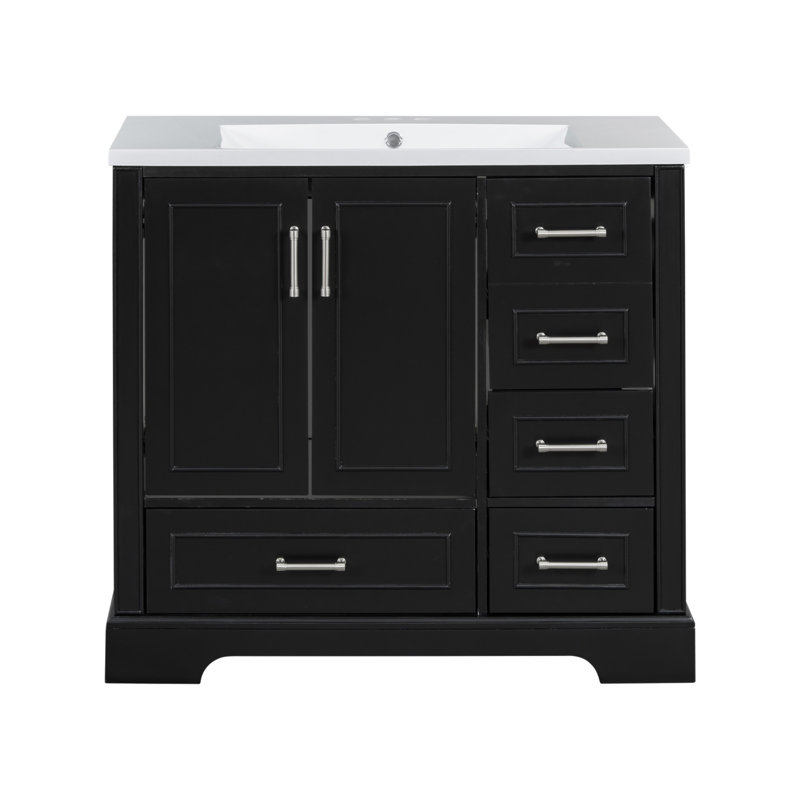 Versatile Bathroom Vanity With Resin Sink And Abundant Storage Options