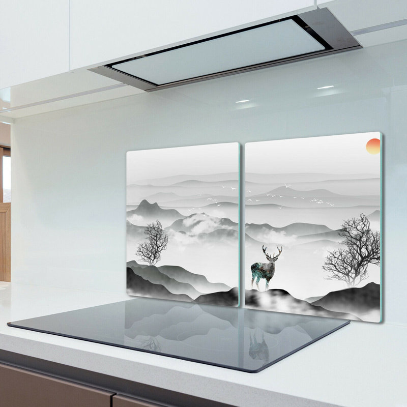 Mushegh Tempered Glass Mountains Deer Chopping Board, 52cm x 40cm