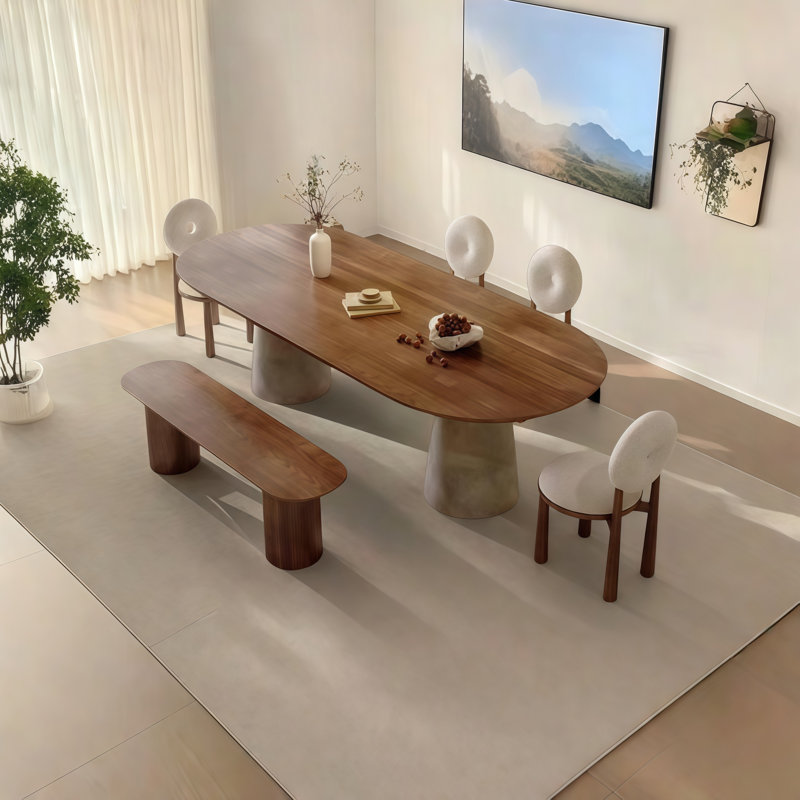 Brown Oval Solid Wood dining Table, 29.5"H x 63"L x 27.6"W